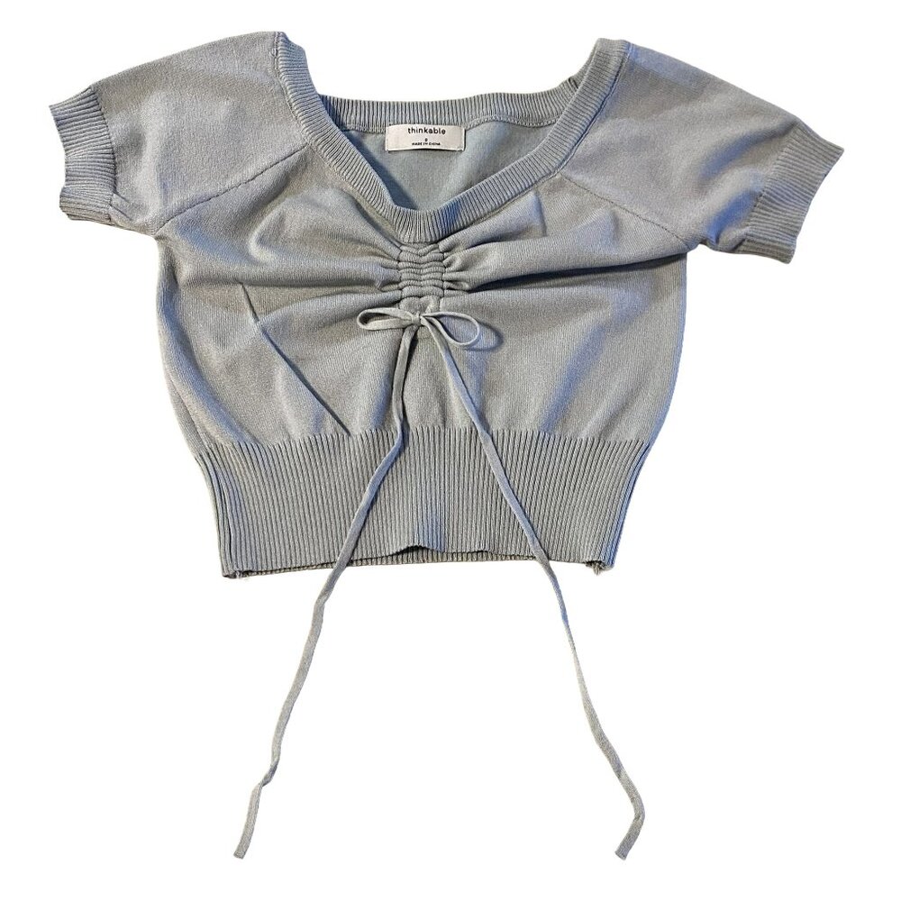 THINKABLE, LARGE, LIGHT GRAY, CROP TOP, MIDRIFF TOP